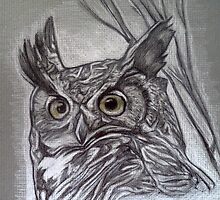 Great horned owl drawing by RobCrandall