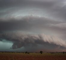 Supercell with developing microburst and raised dust by jdeguara