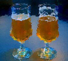 two glasses of beer on an office table by Sergieiev