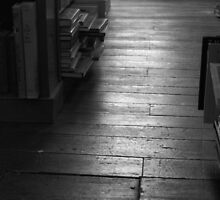 The Old Wood Floor In The Old Book Store (black & white) by John Ayo