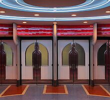 the entry doors of the Esquire Theatre, Sacramento California by Lenny La Rue, IPA