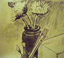 Sunflowers and Brushes by JRobinWhitley