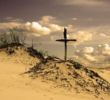 Golden dunes with a cross by 4Seasons