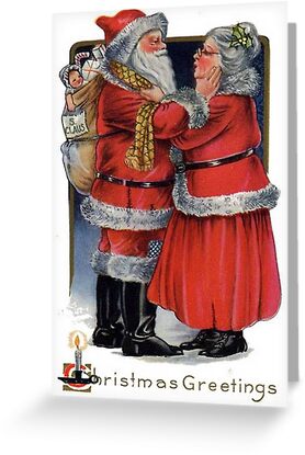 Vintage Santa and Mrs Claus Christmas Greetings by taiche