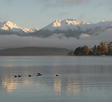 Dawn over Lake Te Anau, New Zealand by Phil Hirst