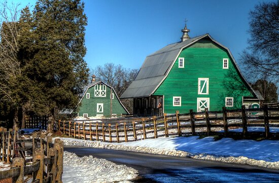 Green Barns on the Montpelier Farm by Terence Russell Green Barns on the Montpelier Farm by Terence Russell