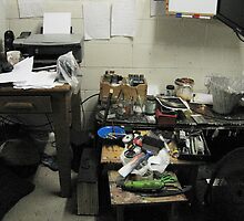 My work pit...(aka studio) left of easel by Warren Haney