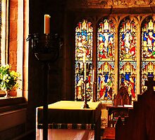 Altar, St Dyfnogs Church, Llanrhaeadr, North Wales. by artfulvistas