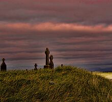 Celtic Crosses over Aran Beachfront by Louise Fahy