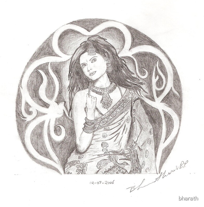 Pencil Saree Sketch: Drawing | Redbubble