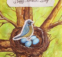 Happy Mothers Day (Blue Robin) by Carrie Jackson