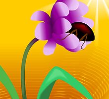 Honey tasting insect from the beautiful sun shining flower by tillydesign