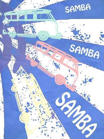 VW SAMBA SAMBA SAMBA VW Kombi Card Blue by melodyart