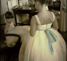 Girls in White Dresses with Blue Satin Sashes by rocperk