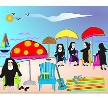 Whimsical Nun Art "At The Beach" by gailg1957