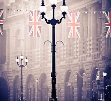London. Regent Street. Royal Wedding Flags. by Alan Copson