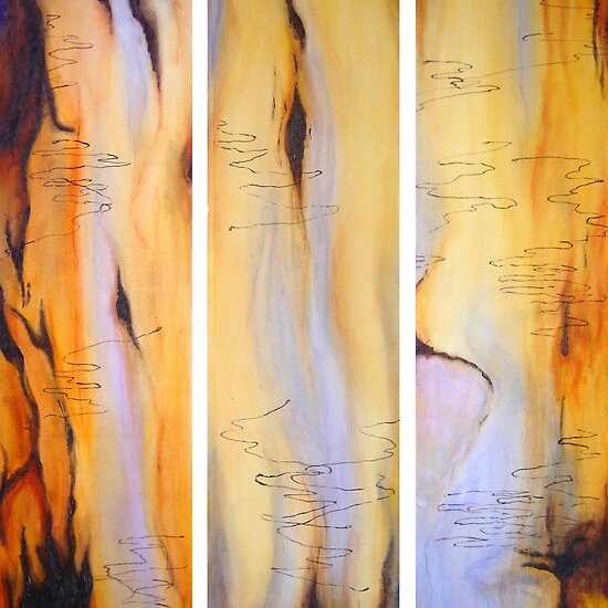 Oil Paintings: Scribbly Gum Tryptch by Marilyn Brown