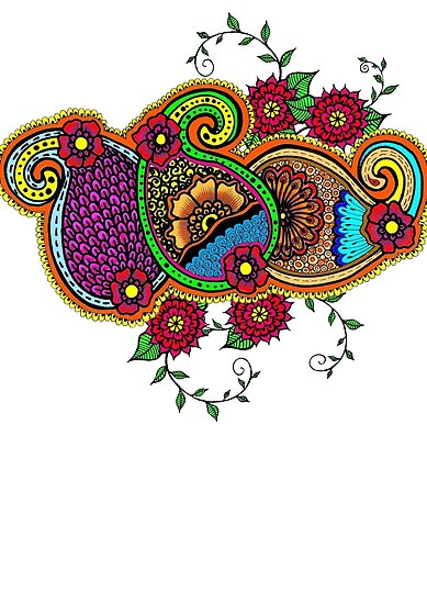 henna paisley tattoos. Full color Paisley, Paisley to