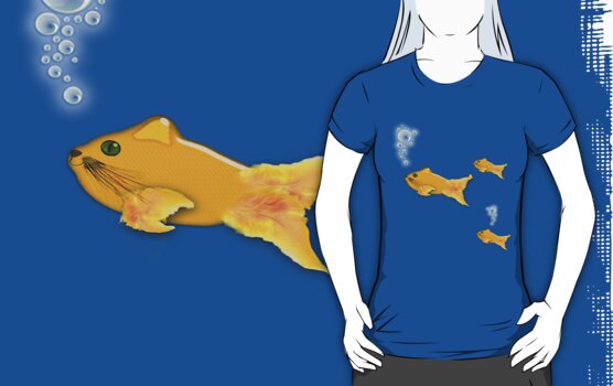 goldfish cartoon. cat, pet, gold, fish, vector,