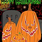 Spooky Pumpkins Vector Halloween Card by ladyluck7711