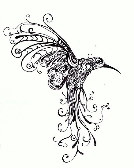 Hummingbird Pattern draw by Kate Gorrie | http://www.redbubble.com ...