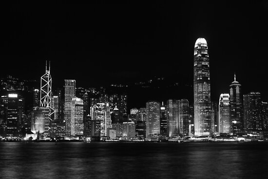 Images and Places, Pictures and Info: hong kong skyline black and white